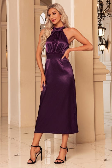 Robe Moulante Satin Violet - gallery 4