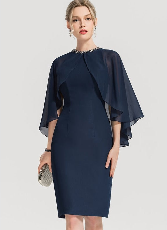 Robe Moulante Soirée Bleu Marine - gallery 2