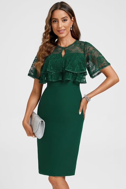 Robe Moulante Vert Émeraude Dentelle - gallery 3