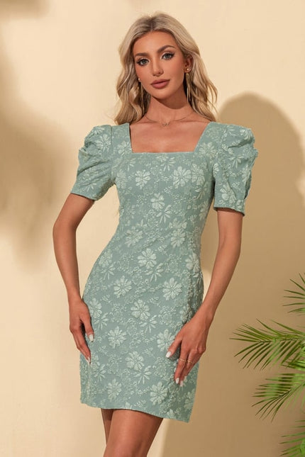 Robe Moulante Florale Verte