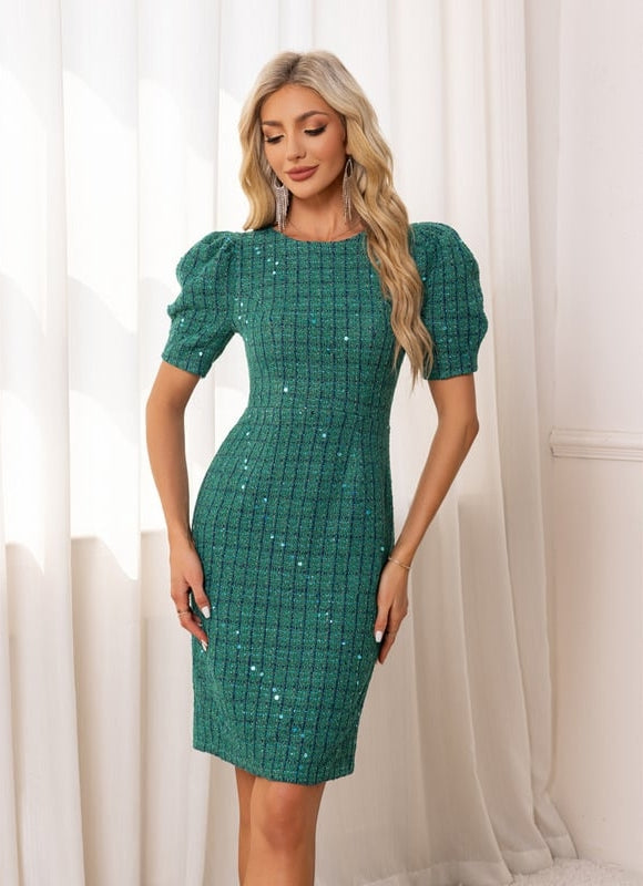 Robe Moulante Texturée Émeraude - gallery 4