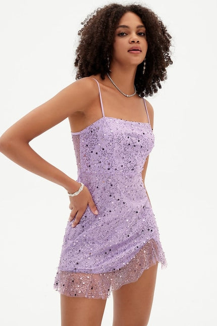 Robe Moulante Lilas Scintillante - gallery 6