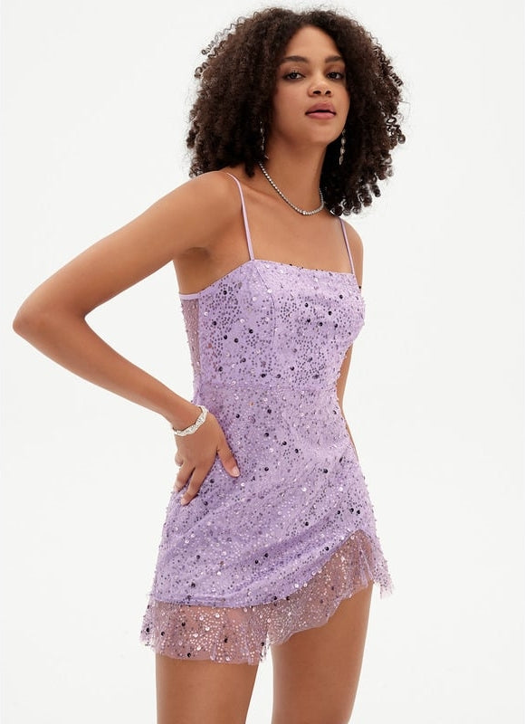 Robe Moulante Lilas Scintillante - gallery 6