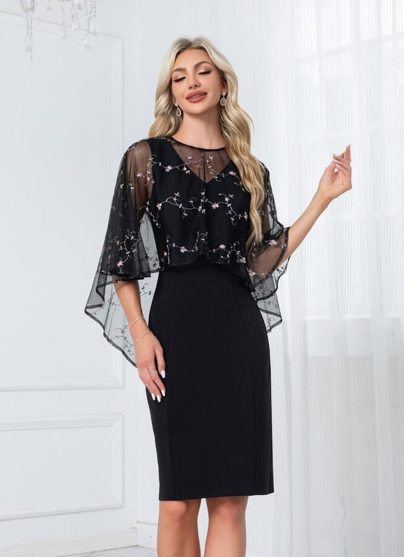 Robe Moulante Midi À Manches Fluides - gallery 2