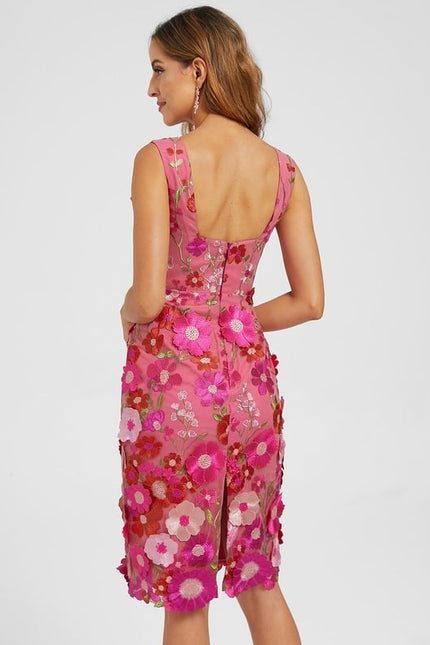 Robe Moulante Florale Rose - gallery 5