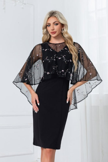 Robe Moulante Midi À Manches Fluides - gallery 6