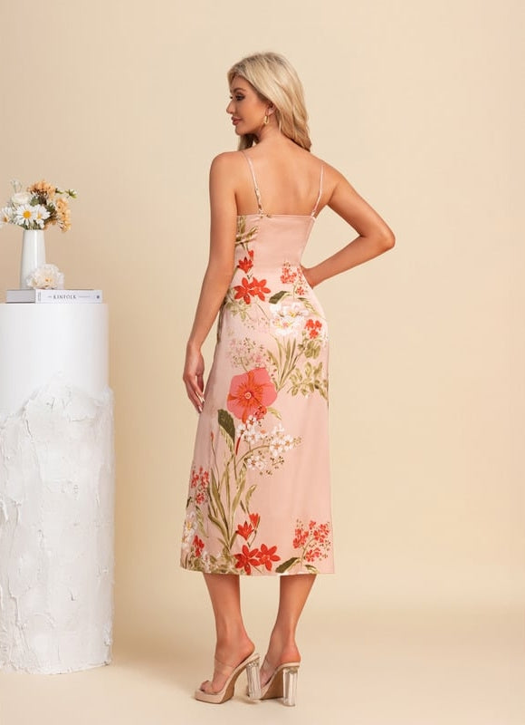 Robe Moulante Satinée Florale - gallery 2