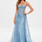 Robe Moulante En Tulle Bleu Pailleté