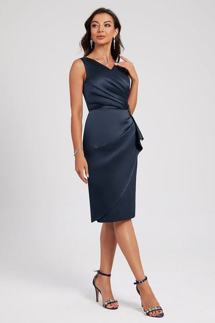 Robe Moulante Satinée Marine Élégante - gallery 3