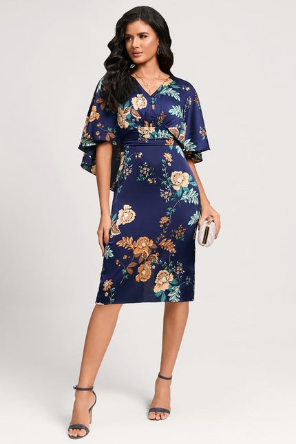 Robe Moulante Satinée Fleurie