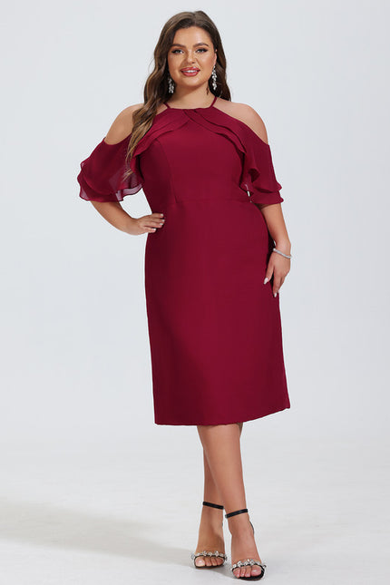 Robe Moulante Bordeaux À Épaules Dénudées - gallery 5