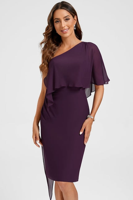 Robe Moulante Asymétrique Plumée - gallery 6