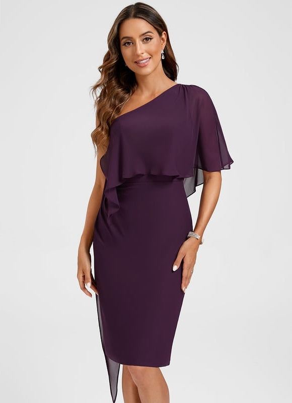 Robe Moulante Asymétrique Plumée - gallery 6