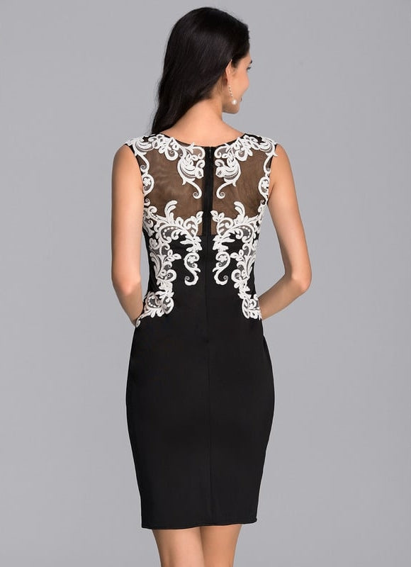 Robe Moulante Noire Brodée - gallery 3