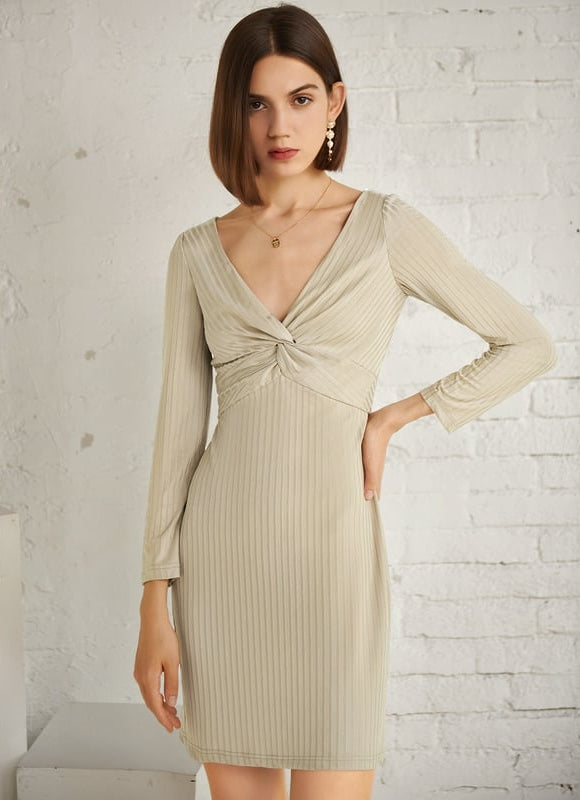 Robe Moulante En Maille Côtelée
