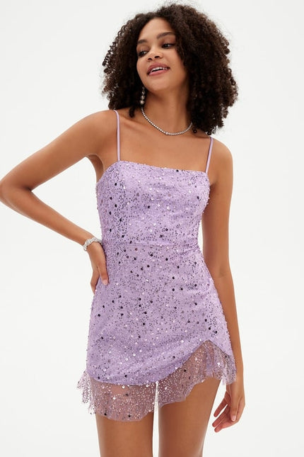 Robe Moulante Lilas Scintillante - gallery 4