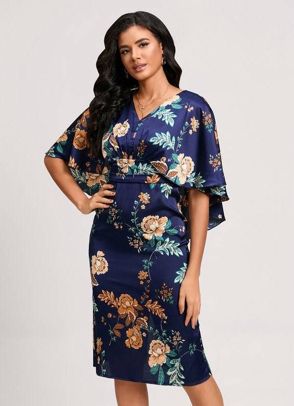 Robe Moulante Satinée Fleurie - gallery 6