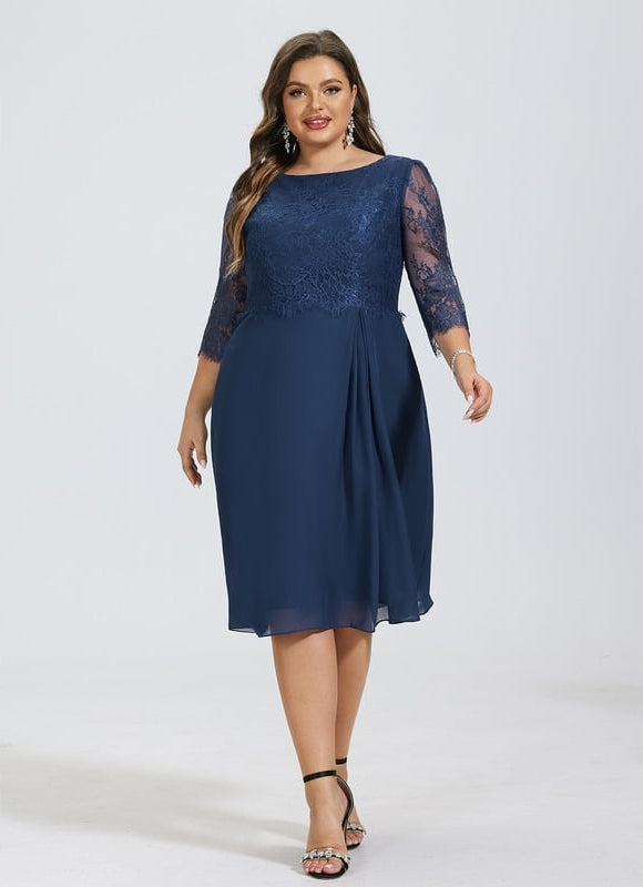 Robe Moulante Cocktail En Dentelle - gallery 8