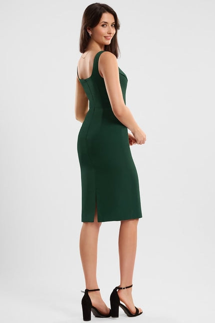 Robe Moulante Ajustée Verte - gallery 3