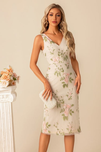 Robe Moulante Fleurie Beige - gallery 2