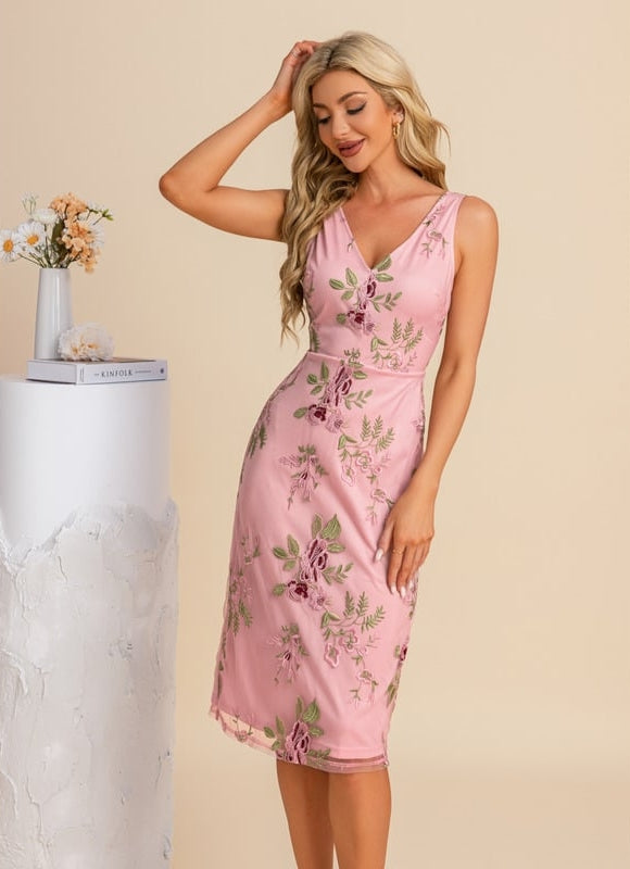 Robe Moulante Fleurie Beige - gallery 7