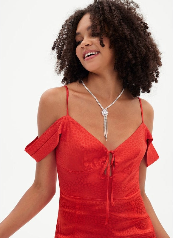 Robe Moulante Satin Rouge Ajustée - gallery 4
