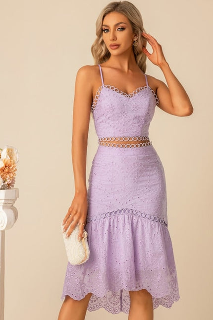 Robe Moulante Lilas Brodée - gallery 3