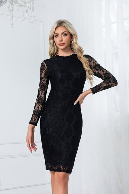 Robe Moulante Mi Longue Noir - gallery 6