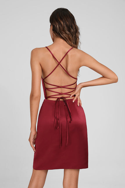 Robe Moulante Satinée Bordeaux - gallery 1