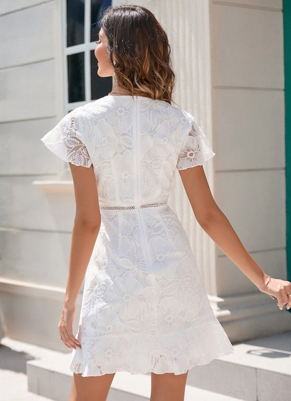 Robe Moulante Courte Florale - gallery 3