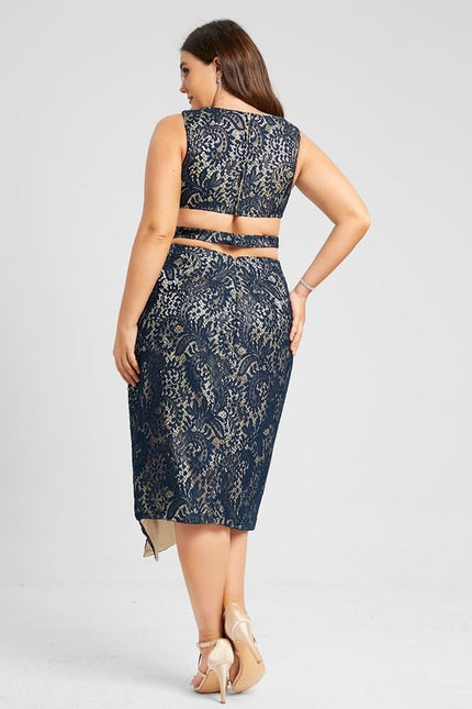 Robe Moulante Dentelle Marine - gallery 5