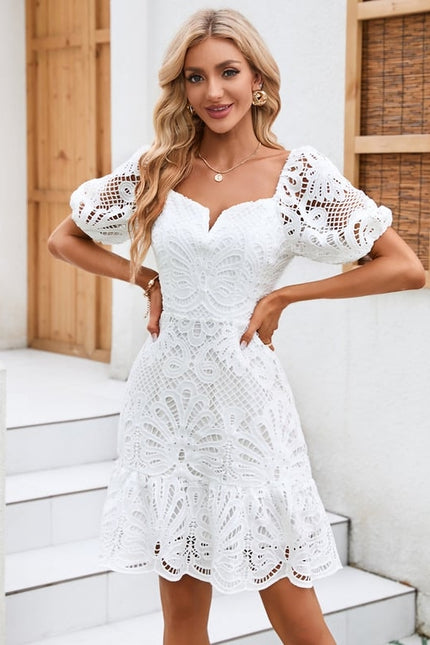 Robe Moulante Blanche Brodée - gallery 1