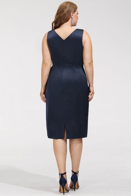 Robe Moulante Satinée Marine Élégante - gallery 9