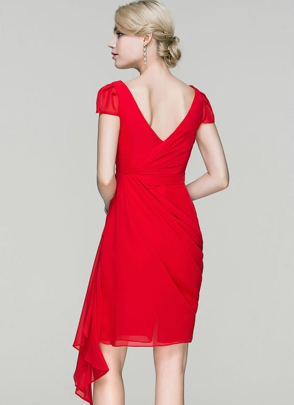 Robe Moulante Fluide Rouge - gallery 3