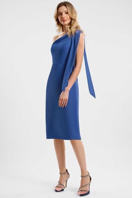 Robe Moulante Asymétrique Bleue - gallery 3