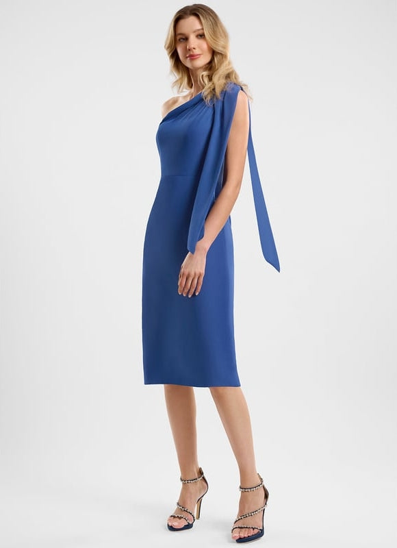 Robe Moulante Asymétrique Bleue - gallery 3