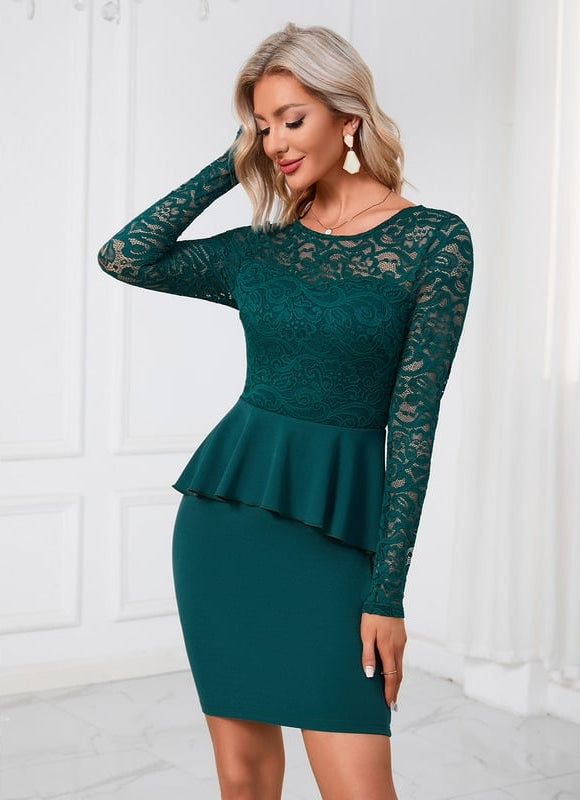 Robe Moulante Dentelle Émeraude