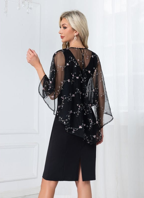 Robe Moulante Midi À Manches Fluides - gallery 1