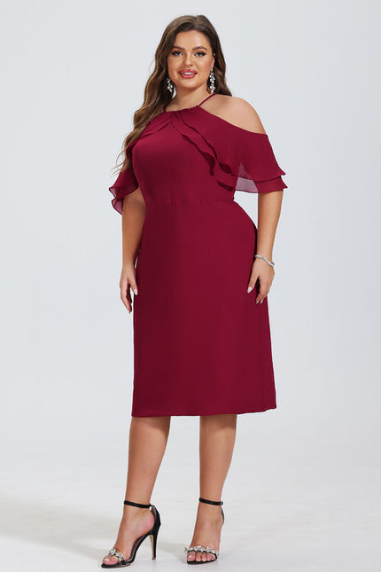 Robe Moulante Bordeaux À Épaules Dénudées - gallery 6