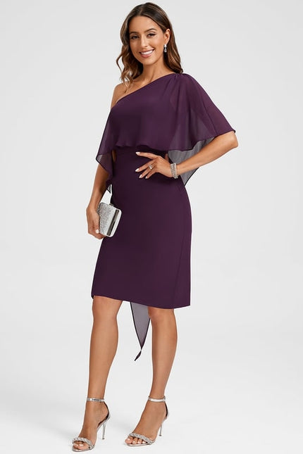 Robe Moulante Asymétrique Plumée - gallery 5