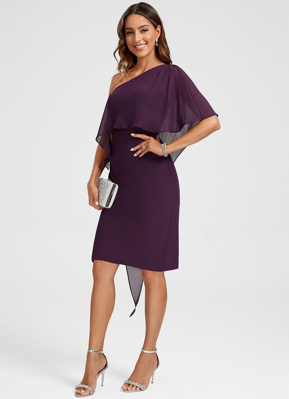 Robe Moulante Asymétrique Plumée - gallery 5