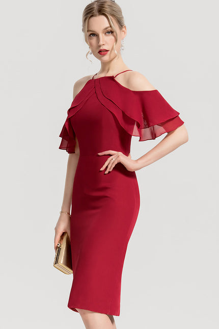 Robe Moulante Bordeaux À Épaules Dénudées