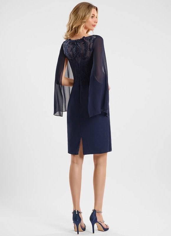 Robe Moulante Évasée Marine - gallery 4