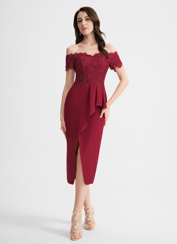 Robe Moulante Bordeaux Ajourée