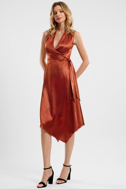 Robe Moulante Satin Rouille - gallery 3