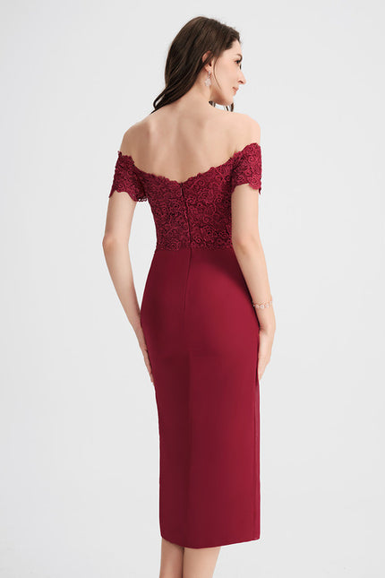 Robe Moulante Bordeaux Ajourée - gallery 3