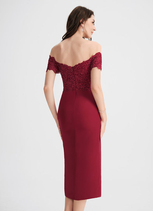 Robe Moulante Bordeaux Ajourée - gallery 3