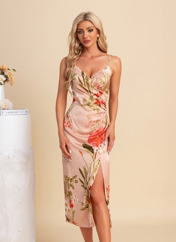 Robe Moulante Satinée Florale - gallery 5