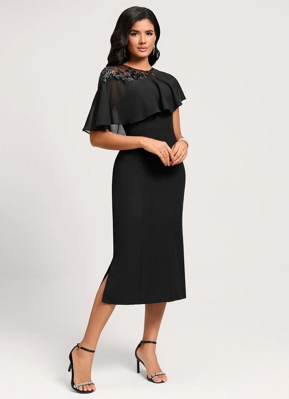 Robe Moulante Noire Fluide - gallery 1