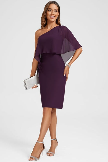 Robe Moulante Asymétrique Plumée - gallery 2